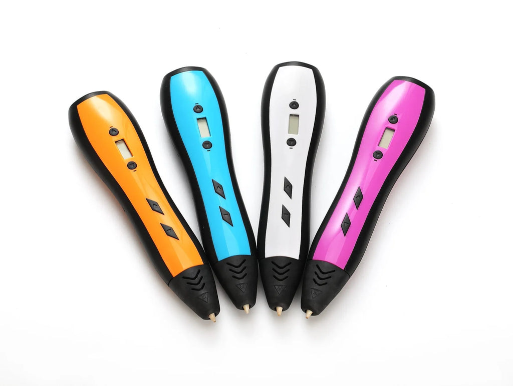 3D printing pen for children with LCD screen and ceramic nozzle in blue, orange, purple, white