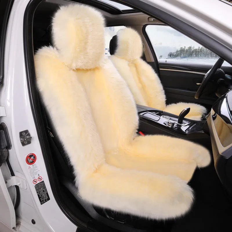 Purple plush fleece car seat cushion with thickening spec for two seats, high low hair finish