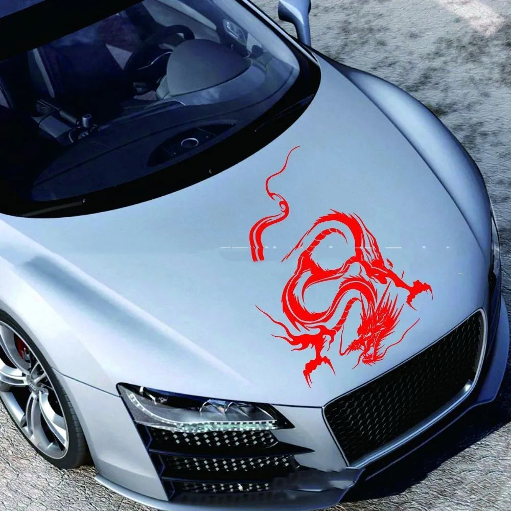 PET car body sticker with dragon design 50x36cm front end decal in matte gold