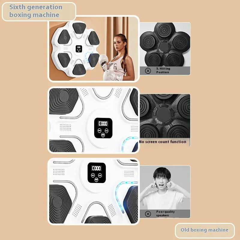 Smart music boxing machine wall target with electronic reaction system and 6-digit music focus