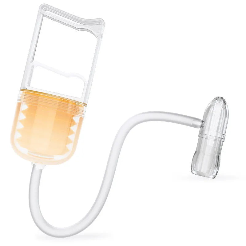 Hand-held baby nasal cavity cleaner in peacock blue with soft silicone tip and anti-backflow design