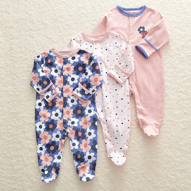 Baby crawling suit onesie in 100% cotton with soft treatment animal pattern for infants 1–3 years