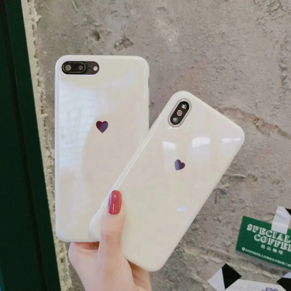 Love phone case back cover for iPhone in white colour with simple style and blue light material