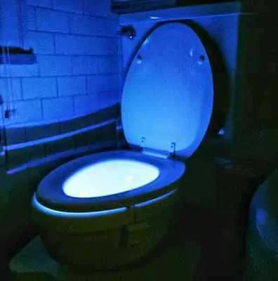 8-color LED toilet light with motion sensor and flexible stick for toilet bowl