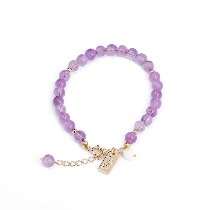 Natural crystal women's bracelet with romantic lavender amethyst beads in dark colour