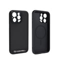 Black phone case for iPhone 13 Pro Max, 14 Pro, and 15 Pro series with hard plastic finish