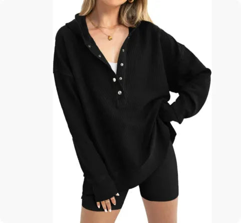 Women's loose fit raglan sleeve casual sweater in solid colour on hanger
