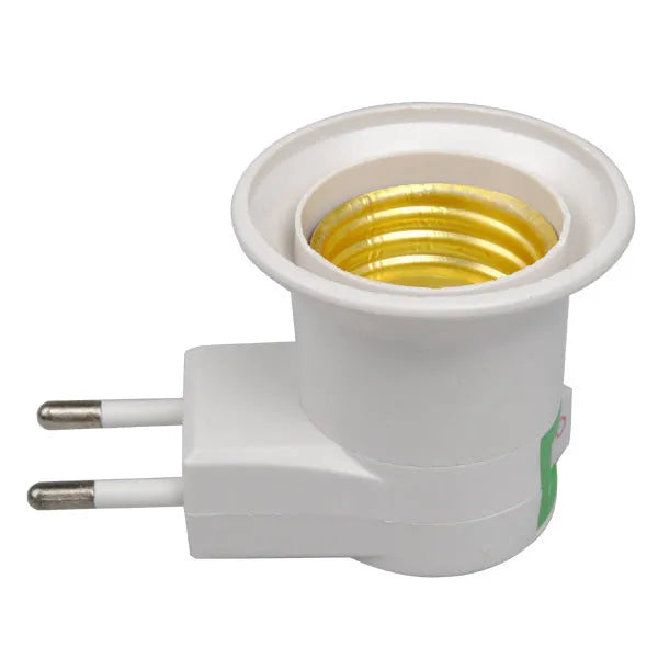 White E27 screw lamp holder wall plug adapter with on-off switch and bakelite construction