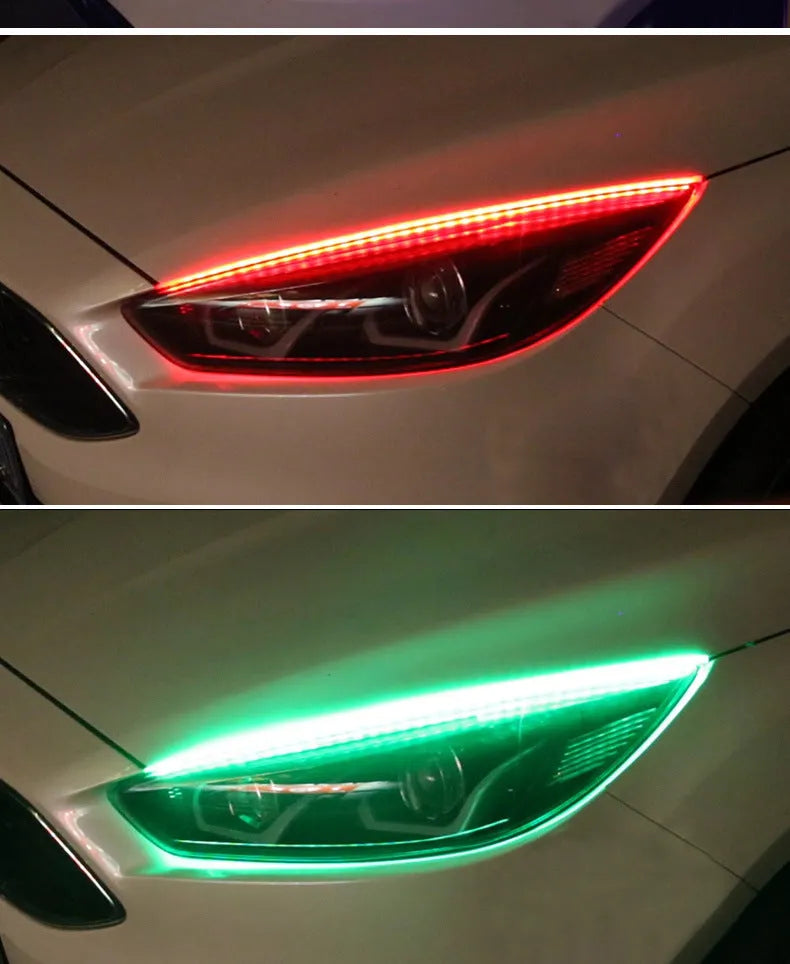 Colourful RGB LED daytime running light strip for General Motors cars with a wireless remote control.