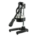 Cast iron manual citrus juicer with stainless steel strainer, 40cm height, in black colour