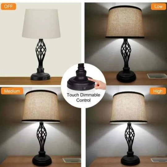 European-style alloy USB table lamp with touch sensor control for dimmable cold and warm light