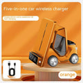 15W wireless charging bracket in grey, white, yellow or orange colours showing three devices charging simultaneously