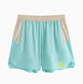 Men's grey workout shorts with elastic waistband and lace-up fly for gym training sessions