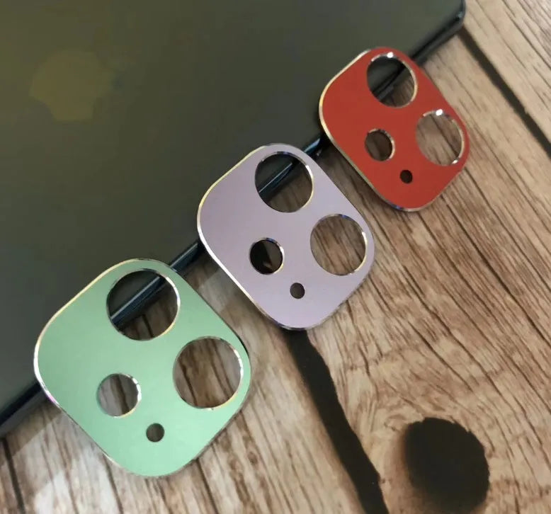 Metal lens protection ring for Apple iPhone 11 and iPhone 11 Pro camera in various colours.