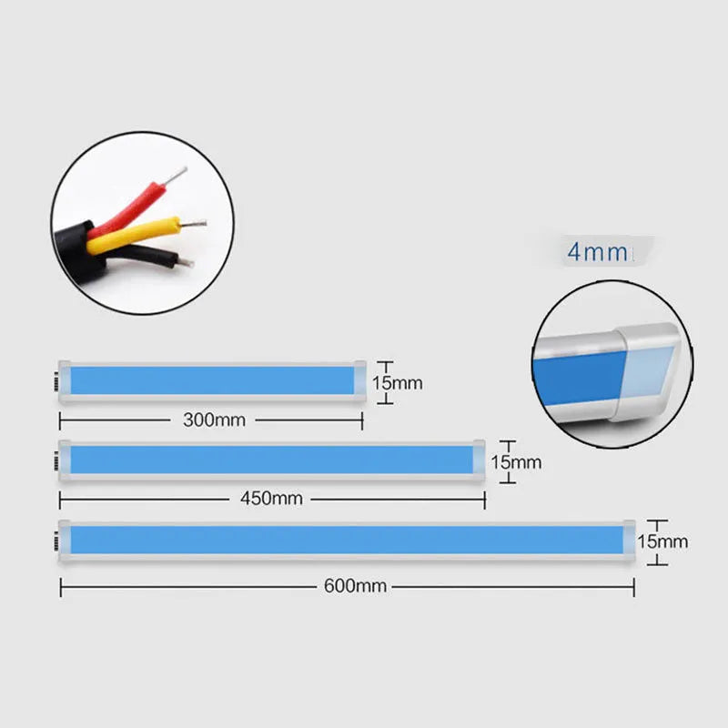 Flexible silicone car LED daytime running light strip with flowing turn signal animation