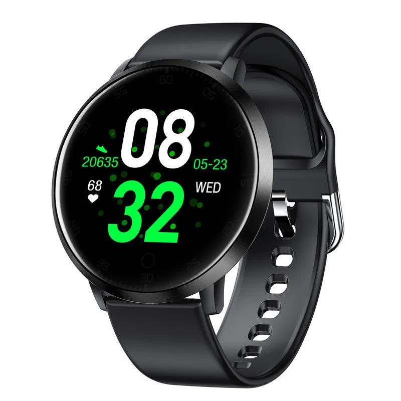 Ultra-thin smart health bracelet in black, golden, or silver with a 45mm body and 1.3-inch colour screen.