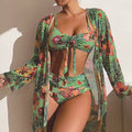 Women's long blouse split bikini plus size suit in loose polyester fabric, eight colours available, sizes S to 3XL