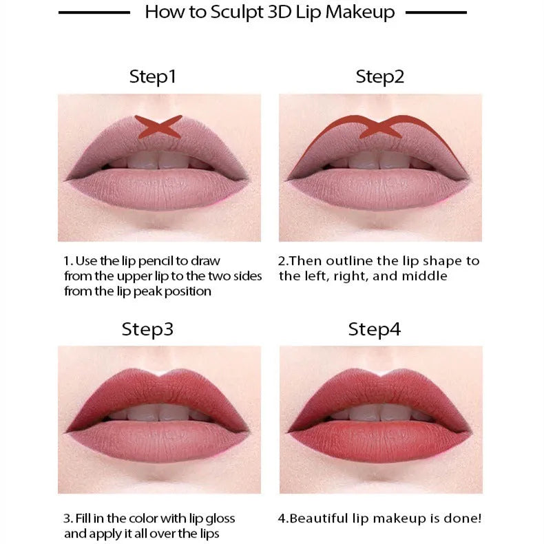 Lip liner pencil in a matte finish shown with swatches of its 14 natural wood-toned shades.