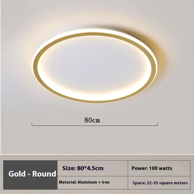 Minimalist circular LED ceiling lamp in black finish with dimmable adjustable lighting