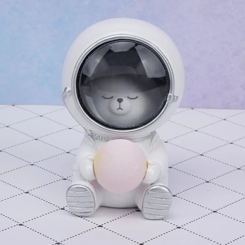 Starry sky animal night light resin LED lamp 9.5x10.5x13cm bear kitten puppy room decor