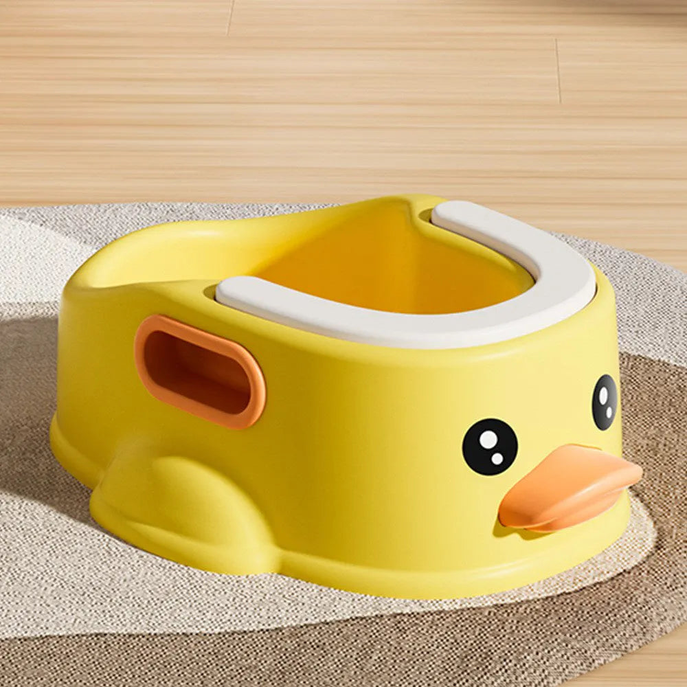 Blue duck-shaped PVC bathtub for washing dogs and cats on a plain background.