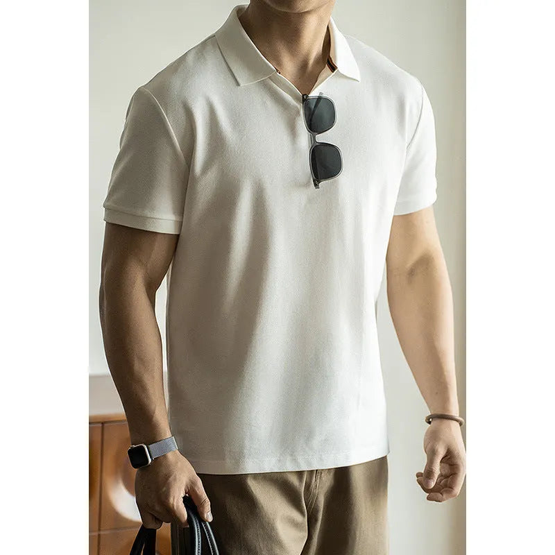 Men's short-sleeved polo shirt in cotton blend fabric available in multiple sizes