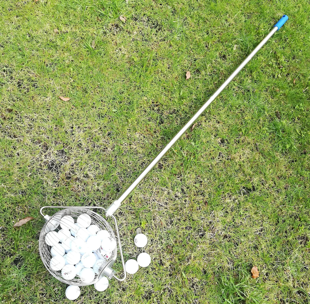 Metallic 304 stainless steel golf ball picker tool for easy retrieval on the course