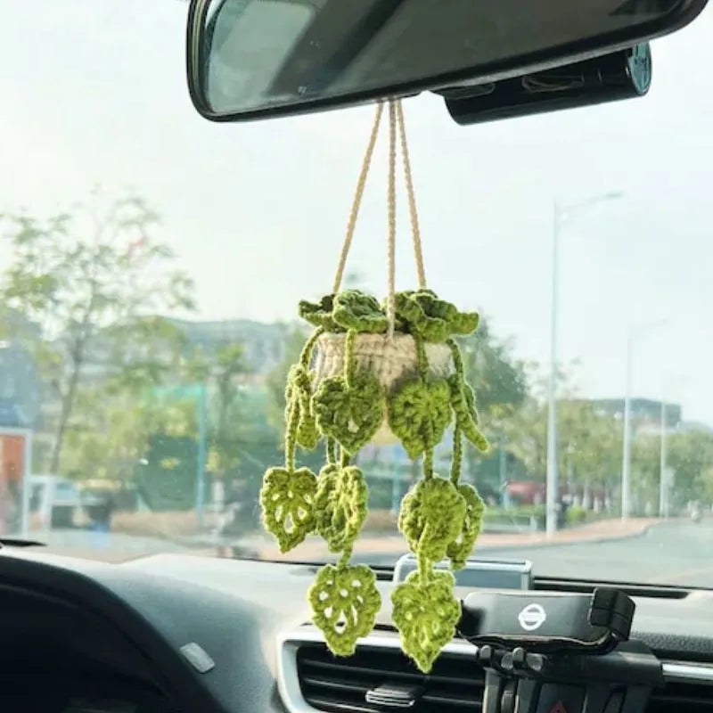 Creative car rearview mirror pendant in simple style, chemical fibre, 22cm long, available in six colours