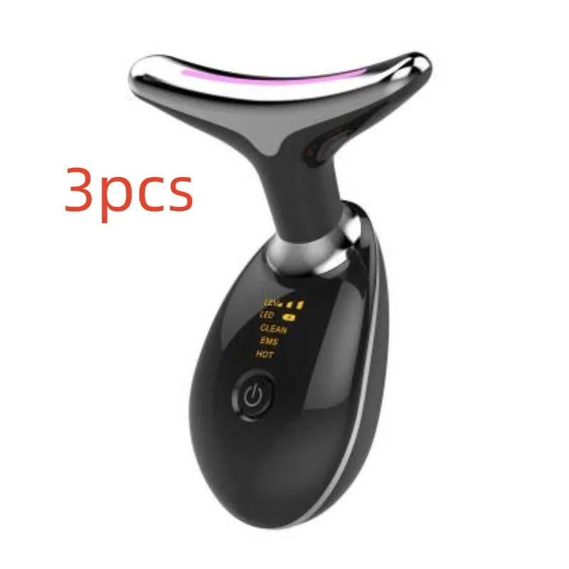 Beauty neck fade care massage instrument with ultrasonic infrared colour light functions in white