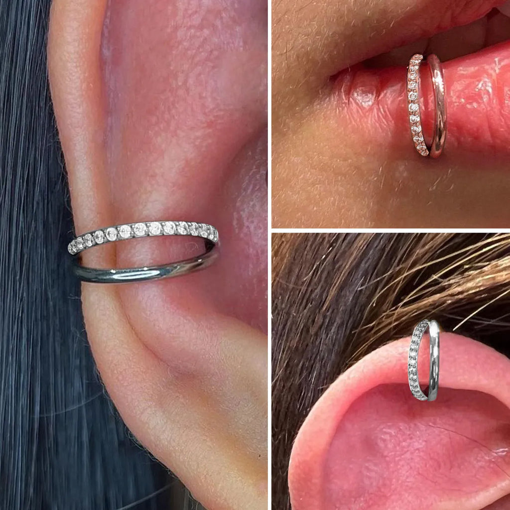 Titanium alloy fork-style nose ring body jewellery in silver, gold, black or rose gold finish.