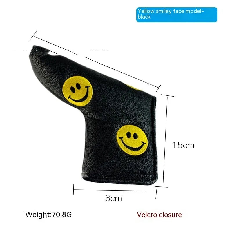 Golf putter sleeve with waterproof PU exterior and fleece lining in various novelty pattern options