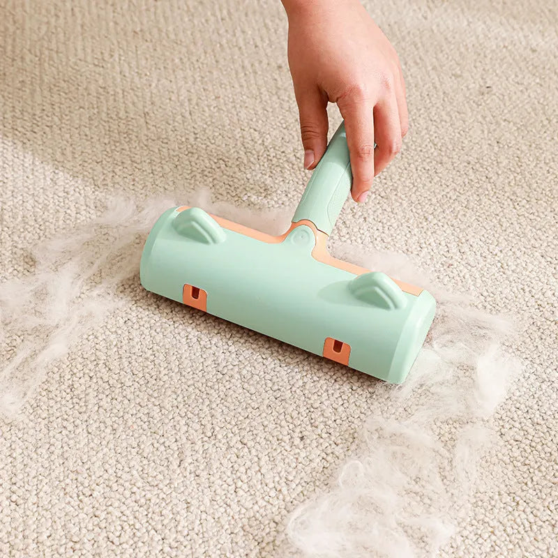 Cat hair removal brush in mint green ordinary style on neutral background, 20x19.5x7cm PP construction
