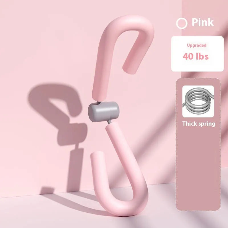 Yoga four piece set showing leg stretching device, yoga ring, pedal chest expander and figure eight tension rope