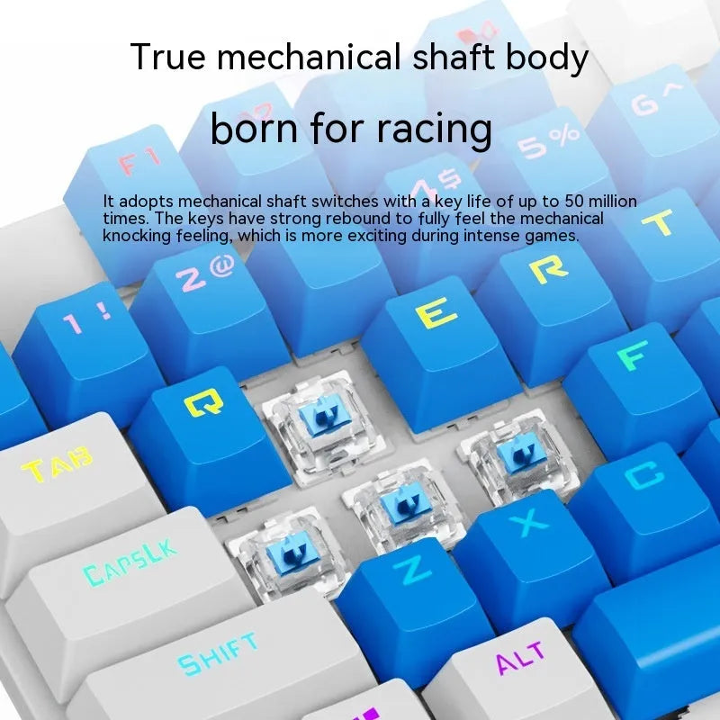 K87 mechanical gaming keyboard with metal case and red or green axis switches in multiple colour options.