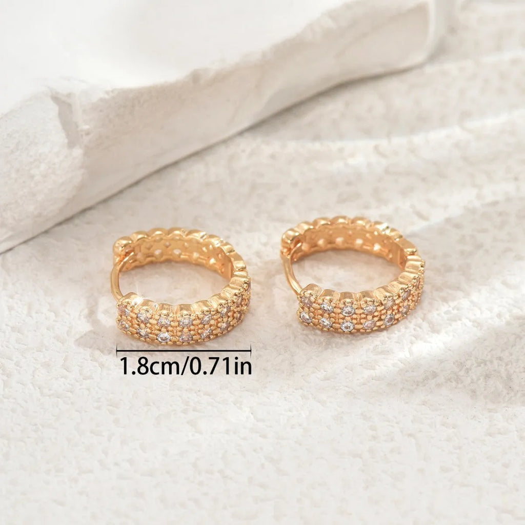 Geometry pattern copper ear studs with circular dot and ring decorative elements