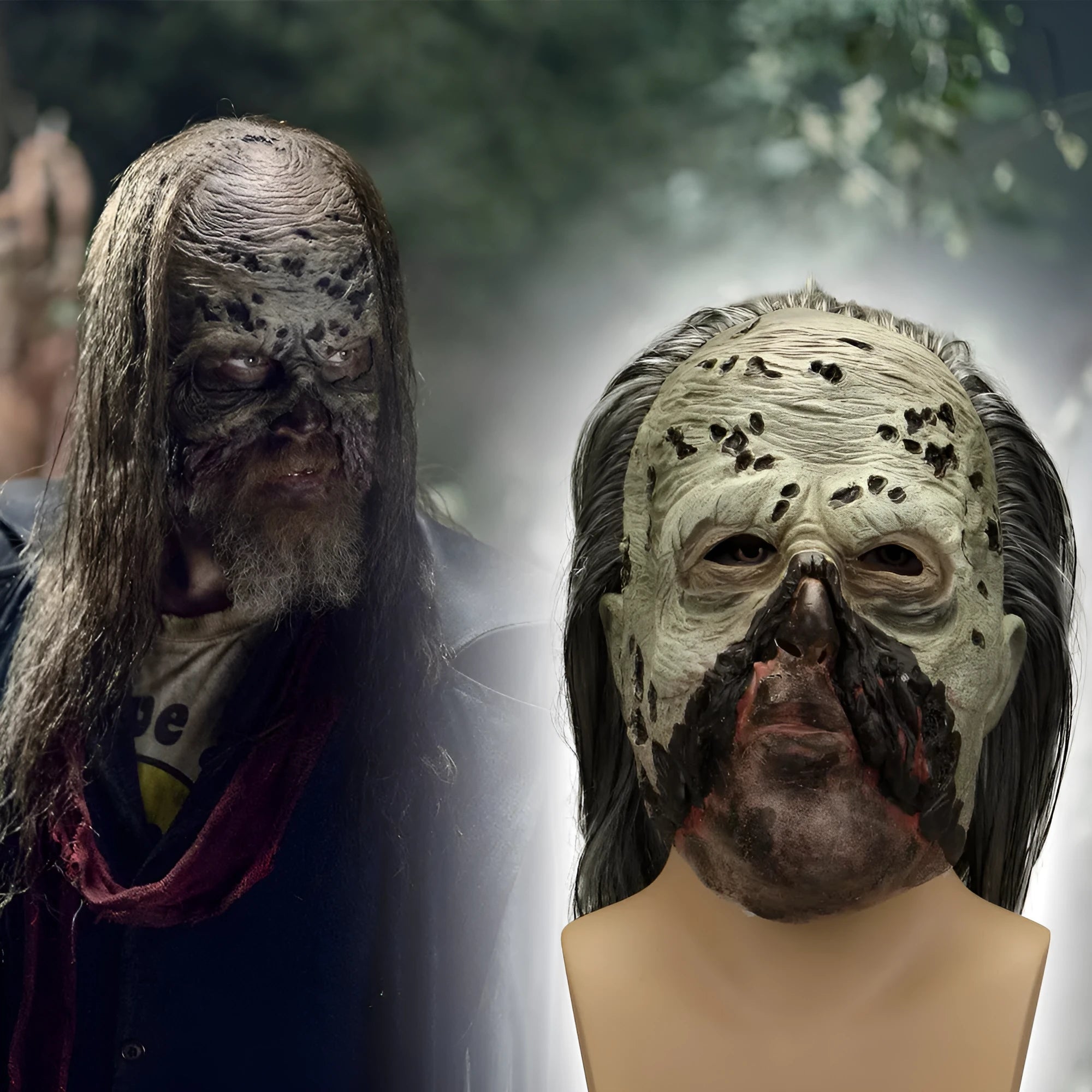 Walking Dead zombie latex mask in Beta colour for adults, free size 55cm-62cm head circumference