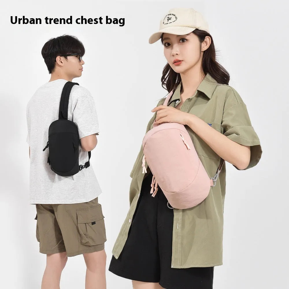 Nylon crossbody sports bag in army green with single-shoulder strap, internal phone pocket
