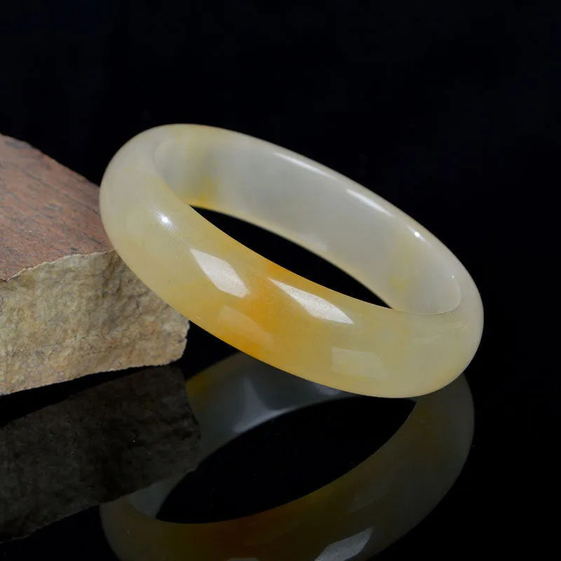 Natural gem light jade bracelet with polished surface, Chinese style, available in 54-62mm sizes