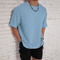 Men's loose fit round neck T-shirt in solid colour with short sleeves