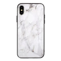 Marbled glass shell S10 protective case for Huawei phone with clear glass back and cartoon pattern