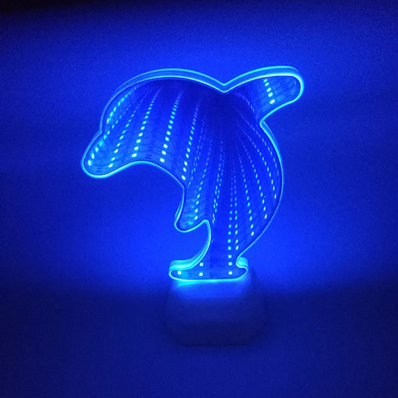Plastic double-sided LED love tunnel light with rose red illumination on a dark background.