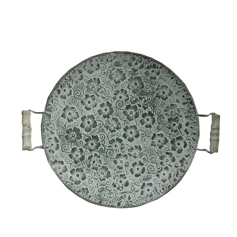 Round wrought iron belt storage tray in two sizes for jewellery and home organisation