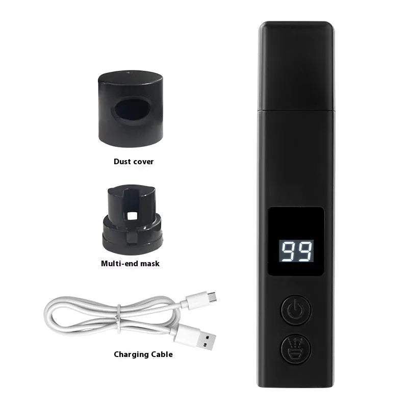 Pet electric nail grinder with dust cover and light, 150x30mm ABS, black finish, on white background