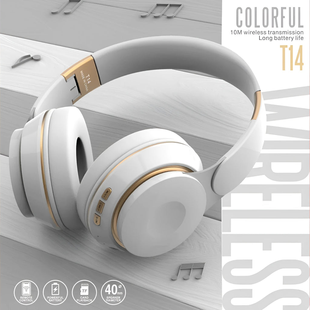 Bluetooth wireless foldable over-ear headset in black with aluminium alloy frame and padded ear cups