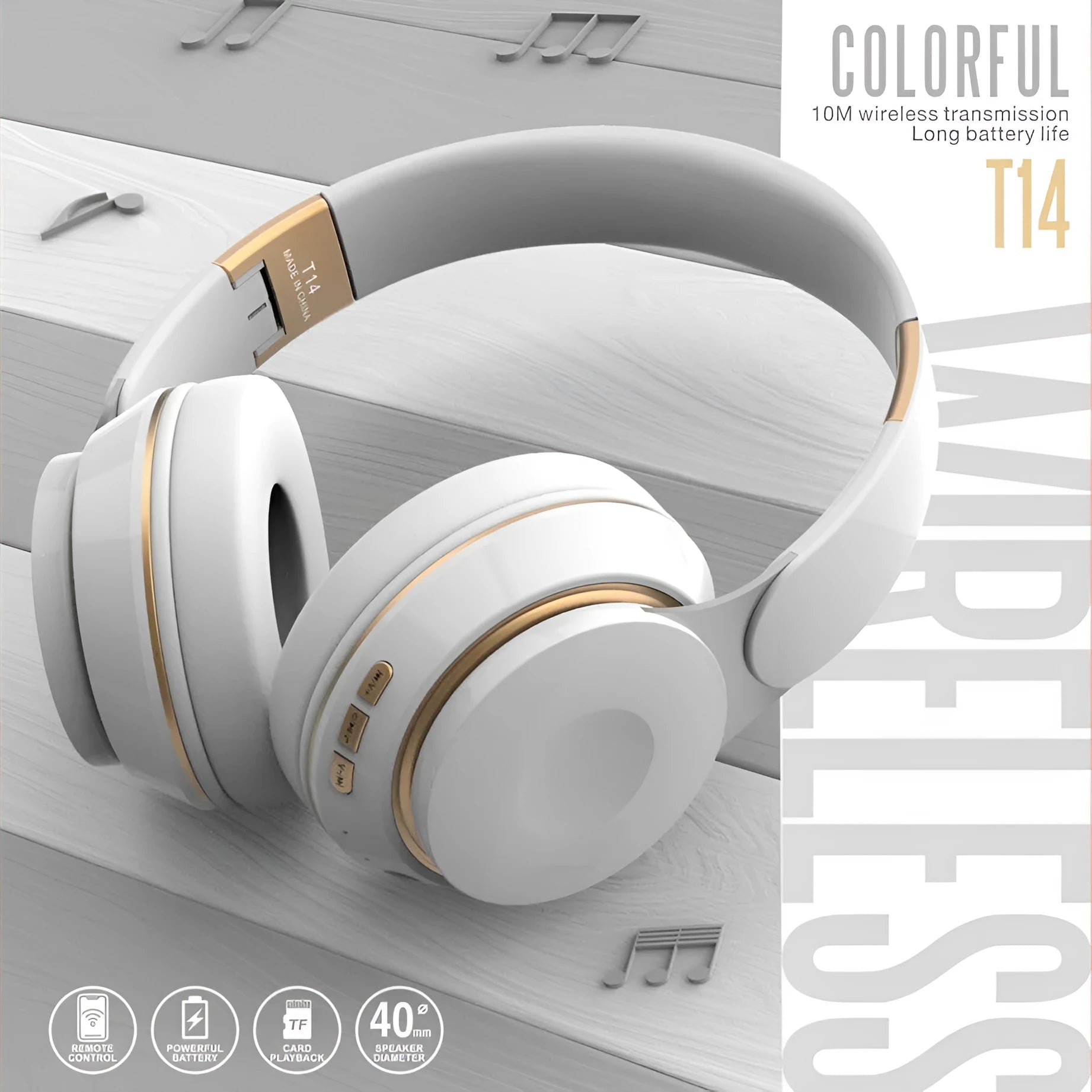 Bluetooth wireless foldable over-ear headset in black with aluminium alloy frame and padded ear cups