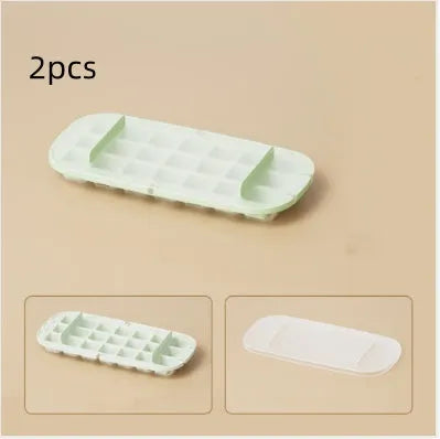 Food grade PP PET TPE ice cube tray grid with leverage demoulding and ice shovel storage, blue colour
