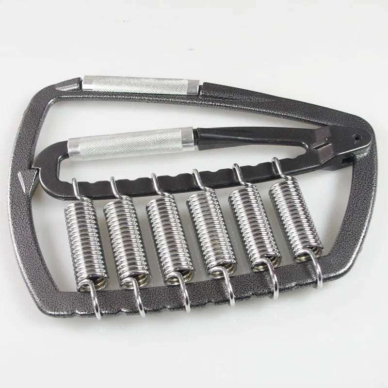 Metal grip set fitness exercise hand strengthener with upgrade 6 spring steel springs on neutral background
