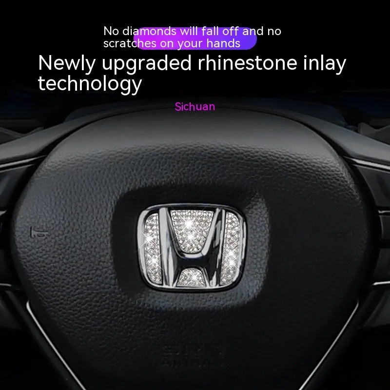 Zinc alloy car steering wheel sticker with diamond inlay pattern for Toyota models