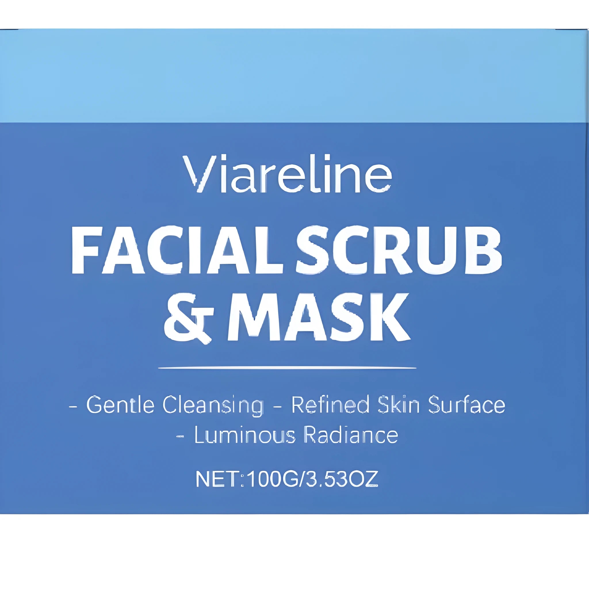 100g tube of facial scrub with walnut shell powder and citrus extracts on white background