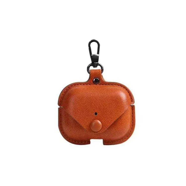 Black AirPods Pro protective leather sleeve case with cross pattern PU material.